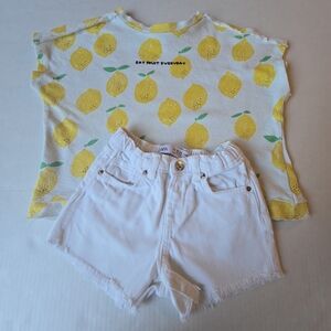 Zara Lemon Delight Kids Tee - Yellow and White